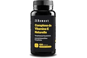 Complexe de Vitamine E Naturelle, Tocophérols & Tocotriénols, 120 Capsules | avec de l'Huile d'Olive Vierge Extra Bio | Antioxydant | Sans Soja | Zenement