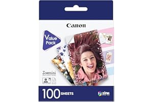 Canon Zink™ Papel Fotográfico Adhesivo 5x7,6 cm (100 Hojas) - Imprime Fotos desde tu Móvil para Pegatinas Personalizadas