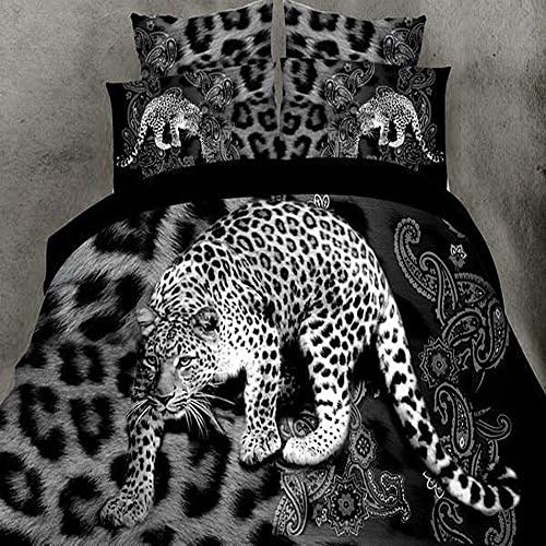 3D Leopard Print Duvet Cover Comforter Double Size Bedding Set 4Pcs