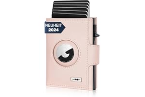 Marc Peter® Chicago skórzany portfel Push Air Slim – Airtag portfel z kieszenią na monety – ochrona RFID, mały mini portfel skórzany, rose, XL MÜNZFACH MIT AIRTAG FACH, Klasyczny