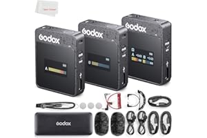 Godox MoveLink M2 II Microphone, Wireless Lavalier Mic, Compatible DSLR Cameras, Camcorders, Smartphones for photography, Vlog, Filmmaking, Interviewer, with 2 Transmitter 1 Receiver (MovieLink M2 II)