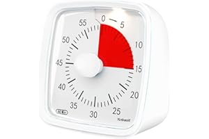 Yunbaoit Timer visivo, timer per conto alla rovescia da 60 minuti per bambini e adulti, timer silenzioso in aula con luce notturna, strumento di gestione del tempo per casa, scuola o lavoro (bianco)