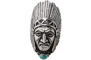 PAURO Homme Acier Inoxydable Vintage Tribal Native American Indien Bague en Chef avec Pierre Turquoise
