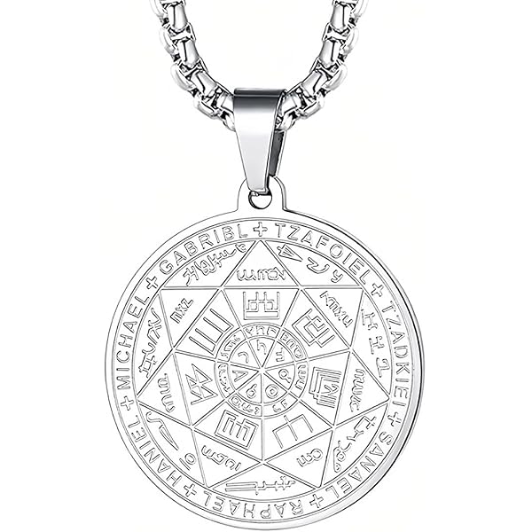 Aartsengelen Sigil Talisman Hanger Ketting Roestvrij Staal Seal van de Aartsengel Michael/Gabriel/Raphael/Uriel Amulet Hanger Sieraden Gift voor Vrouwen Mannen, Medium, Roestvrij staal, geen edelsteen