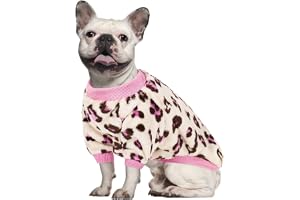 KUTKUT French Bulldog Warmfleece Shirt, Soft Flannel Dog Sweatshirt Clothes For Medium Dogs, Soft Sleeping Suit For Pug, Welsh Corgi French Bulldog Etc (Size: Xxl, Chest: 68 Cm), Pink