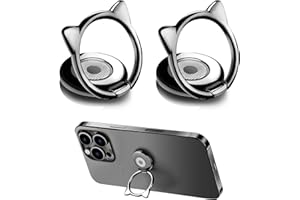 Mezrkuwr ® 2 pièces Support de Bague de téléphone Portable Motif Chat, Rotation à 360 degrés Support de Doigt de poignée de téléphone Portable Support de Bague Universel pour téléphone Portable suppo