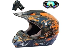 ZJRA Adult Motocross Helmet,MX Motorcycle Helmet Dirt Bike ATV Scooter DOT Certified Motorbike Helmet with Goggles Gloves,M
