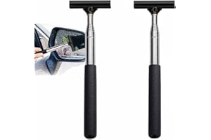 Accfore Car Side Mirror Squeegee,2 PCS Portable Car Rearview Mirror Wiper Telescopic Auto Mirror Squeegee Cleaner 98cm Long Handle Mini Squeegee for Car Glass Windows (Black)