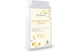Evening Primrose Oil 1000mg 90 Vegan Softgel Capsules - Cold Pressed - High GLA Formulation with Vitamin E - No GMOs - UK Made by Pharmanostix