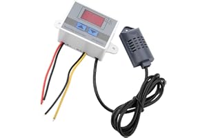 ACOUTO Contrôleur d'Humidité Numérique avec Hygromètre, Commutateur de Contrôle d'Humidité, Capteur d'Humidité avec Prise, Distance de Montage 73 mm