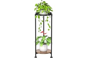 JC-Houser 2 Tier Plant Stands Indoor Clearance, 30 Inch Tall Metal Corner Plant Stand, Modern Plant Shelf Flower Pot Holder Planter Display Rack for Living Room Balcony Patio Garden(Black)