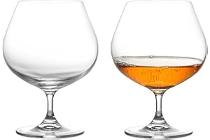 GLASKEY Juego de 2 Copas Grandes para Brandy,65cl Copas de Cristal para Coñac, Brandy, Whisky, Aptas para Lavavajillas, Perfectas para el Hogar,Restaurantes y Fiestas