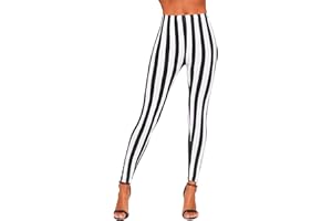 WearAll Leggings elásticos de cintura alta con rayas en contraste monocromáticas para mujer 8-14