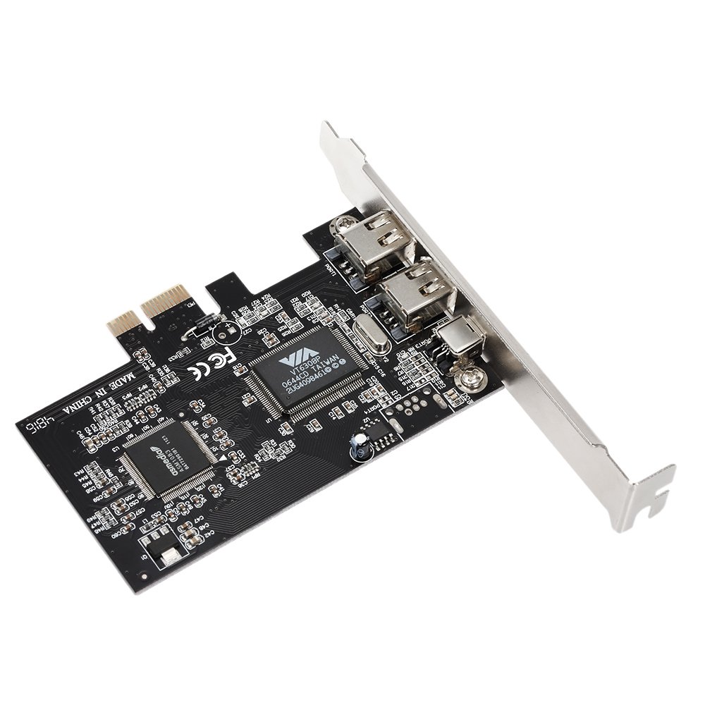 WowobjectsÂ® PCI-E 3 Ports 1394a 1394b Firewire Expansion Card PCI-Express Controller Card (2 * 6 Pin + 1 * 4 Pin) for Desktop PC