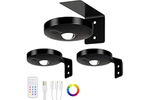 Lightess 3 Pack Picture Lights for Wall 13 RGB Picture Frame Light with Remote LED Rechargeable Wall Lights Dimmable Timer&Touch Control Magnetic Battery Operated Spot Light Puck Lights,Black