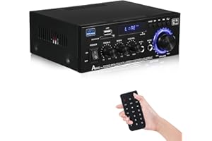 LEIKURVO AK45 Amplificatore HiFi Mini Stereo Bluetooth Radio con 12V/240V 2.0 Canali 40W X 2, Telecomando, Ingresso SD/USB, MIC, BT