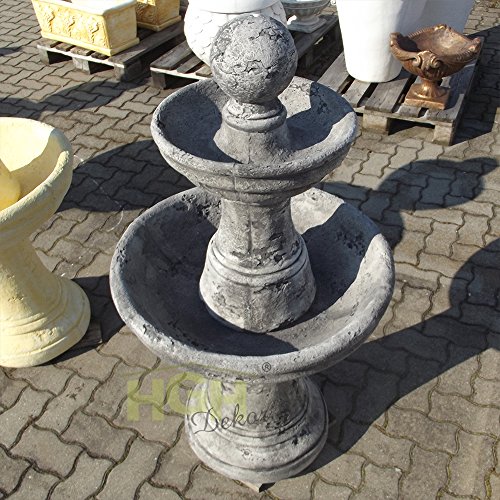 rustikaler Etagen Springbrunnen mit Kugel Beton Stein Garten Park Terrasse (dunkel patiniert) - 3