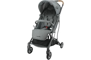 MYCARSIT Silla de paseo compacto CASSY 6-48 meses, ligero y manejable - se pliega con una sola mano - Bolsa de transporte y portavasos incluidos - Nania(gris)
