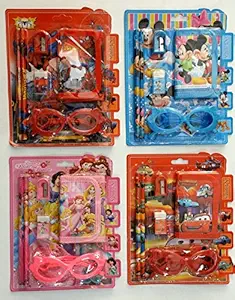 MSGH New Mix Stationery Kit Set with Goggles For Birthday Party Return Gifts for Kids (PACK OF 6) + 6 Pcs Thankyou Card Free