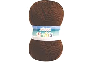 Hilo de Lana para Tejer Crochet Ganchillo o Punto Torrijo BAHIA 80g, Ovillo de Lana Suave Acrílica para Tejer | 1 Unidad, Color 2424-MARRON