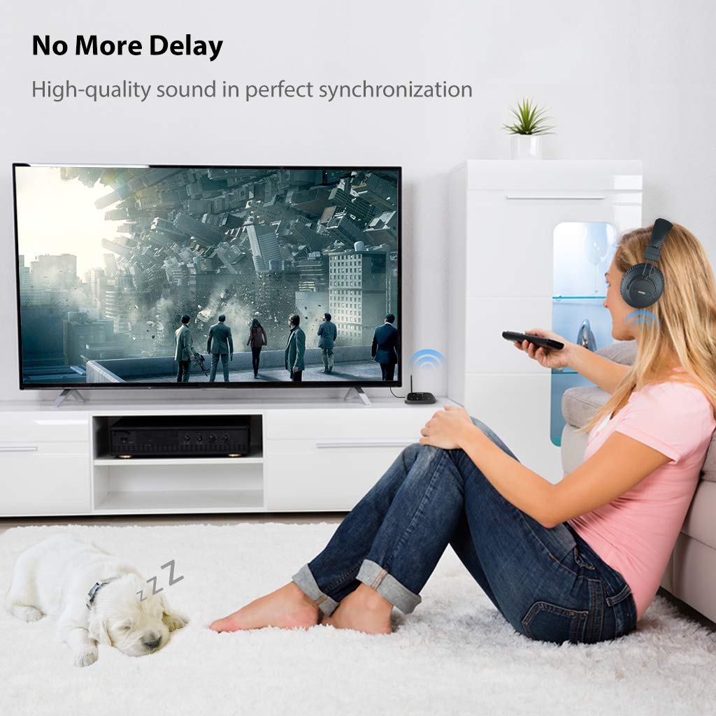 2019-Avantree-HT5009-Largo-Alcance-Auriculares-Inalmbricos-para-TV-con-Transmisor-Bluetooth-ptico-RCA-AUX-para-Ver-la-TV-con-Auriculares-y-Altavoces-con-Cable-Simultneamente-40-Hrs-Batera