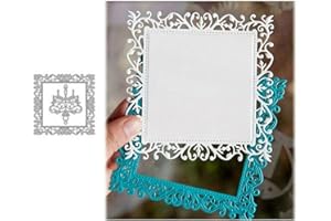 YunTrip - Fustelle da taglio per realizzare biglietti, motivo a foglie di pizzo, con cornice quadrata, in metallo, per album fai da te, scrapbooking, goffratura, foto, artigianato, biglietti di carta