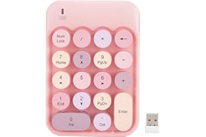 ‎YUNSEITY Mechanical Numeric Keyboard, Cute Round Colourful Numeric Keypad Wireless, 18-Key PBT Number Keypad, Mixed Colour, for PC, Laptop, Notebook etc. (Pink)