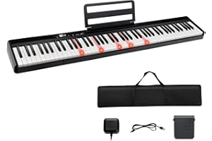 KOMFOTTEU Piano Digital 88 Teclas, Piano Electrónico con 1000 Sonidos y Ritmos, 20 Canciones de Demostración, Teclado de Piano con Pedal de Sostenido, Bolsa de Almacenamiento