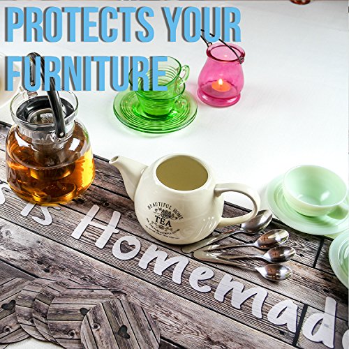 trivetrunner: Untersetzer und Tischläufer – Deko Küche Tisch Décor schützt Arbeitsplatten und Oberflächen vor heißen Teller, Töpfe und Geschirr, rutschsicher, Holz rustikales Design - 4