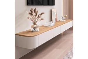 AIPUNLUS Mueble TV Flotante Negro, Mueble TV Suspendido Para Pared, Consola Entretenimiento Moderna, Armario Televisión con Puertas y Cajones Ideal para Salón y Dormitorio (Color madera, 120cm/47.2in)