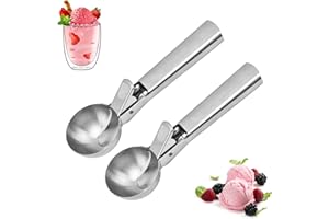HFDONGL 2 Piezas Cuchara de Helado de Acero Inoxidable Pulido Sacabolas Helado Cuchara para Helado con Gatillo Cuchara Helado Bola Cucharadas de Helado Ice Cream Scoop para Helado Galletas Pastel Melón