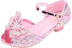 FGUUTYM Mädchen Prinzessin Schuhe Kinder Mary Jane Kristall Für Party Glitzer Pailletten Schulschuhe Prinzessinnenschuhe Brautschuhe Flach Fischmaul Kommunionsschuhe Stöckelschuhe Baby Abendschuhe