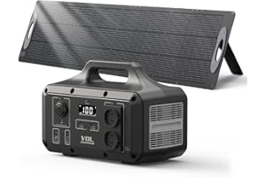 VDL Générateur Électrique Portable 800W/510Wh avec Panneaux Solaires Pliables 200W, 2 Prises CA 800W (1600W crête) Générateur Solaire pour Extérieur, Camping