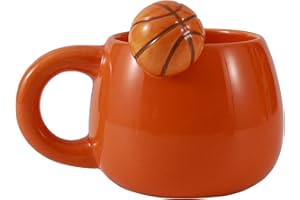 I-TOTAL® - Keramiktasse mit Tiermotiv aus Keramik am Rand, Tasse für Tee oder Kaffee (BASKETBALL)