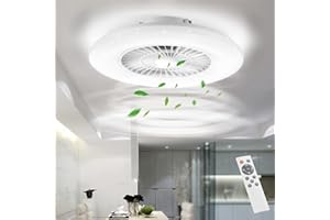 ‎BKZO BKZO 60CM moderne LED-Deckenleuchte mit Ventilator, Deckenventilator mit Lampe, 24 Lüftungsgeschwindigkeiten, mühelose Lichtdimmung, für Wohnzimmer, Esszimmer, Schlafzimmer, Büro, 3000-5500 K, Weiß