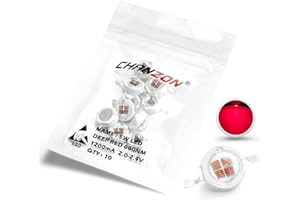 ‎CHANZON CHANZON 10 Stück High Power LED Chip 5W Deep Red Plant Grow Light (650nm - 660nm/Input 1200mA/DC 2V - 2.4V/5 Watt) SMD COB Emitter Diode Components 5 W Bead für DIY Hydroponik/Blumenzuchtlampen