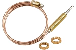 FLLYVLY Termopar Universal de Gas M8, Sonda Termopar para Quemador de Gas, 600mm, Piezas de Repuesto para Calefacción Exterior, Tuercas de Conexión, Accesorios para Chimenea y Barbacoa,termopar estufa gas