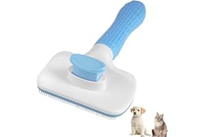 NursCare Pet Grooming Brush, Double Sided Undercoat Rake for Dogs & Cats, Deshedding Brush and Dematting Tool, Safe and Effective Removing Knots, Mats, Tangles,and Flying Hair (Sky Blue)