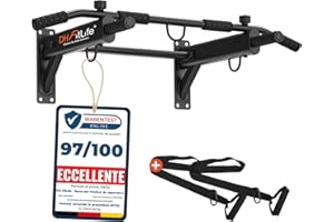 DH FitLife Sbarra Trazioni a Muro 4 in 1 con Tasselli ad Espansione, Pull-Up Bar Multifunzione per Casa, Stabile fino a 200kg | 6 Impugnature Antiscivolo | 3 Occhielli per Sacco Boxe & Sling Trainer