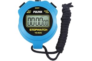 Digital Stopwatch Timer Only Stopwatch Mode, ON/OFF No Bell No Whistle Silent Basic Operation Children Friendly, PULIVIA Sport Stop watch for Coaches Kids Swimming Running, Blue