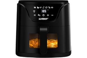 LLIVEKIT 5L Air Fryer with Digital LED Panel and Clear Window, Rapid Air Circulation, Fryer Oil Free Electric, 1500W, 7 Presets, Detachable Non-stick Pot and Grill