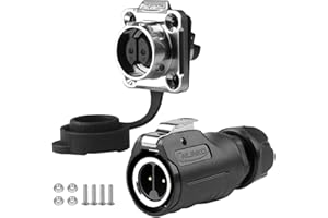 CNLINKO LP-16 2-Pin Waterproof Connector, Screw-in Design Circular Connector IP68 Quick Plugging Aviation Connector, PIN Partitioned Connector M16 Flange Socket (Half Metal Model)