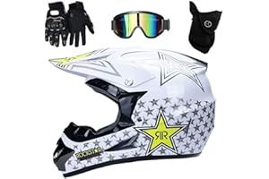 KHBTFNB Intégral MTB Casque Motocross, avec Lunettes Masque Gants, Jeunesse Enfant Hors Route Enduro VTT Scooter Moto Casque, Sports Extrêmes Descente BMX Dirt Bike Accident Casque