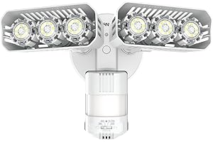 SANSI Projecteur LED Extérieur 2700LM avec Détecteur de Mouvement, Spot LED Extérieur 5000K avec 2 Têtes Réglables, Lumière de Sécurité IP65 Imperméable pour Éclairage de Garage Jardin Cour - Blanc