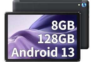 Fullant Android 13 Tablet, Tablet 10 Zoll, HD 1280 * 800 IPS, Octa-Core Prozessor, 8 GB RAM + 128 GB ROM, 5000mAh, WiFi, Bluetooth (Schwarz)