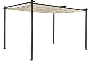 Jet-line | Pavillon Luxor Light | Pergola Überdachung | Sonnenschutz | Terrasse | Garten | anthrazit-beige | Sonnenschutz | Sonnendach | UV Schutz | 4 x 3 m | Pergola