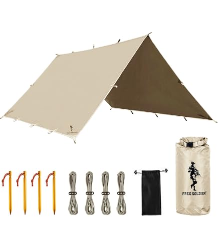 Tatonka Tarp Wing 3 LT – Ultralight, Highly Tear-Resistant Tarp Made of Silicone-Coated Polyamide – With Eyelets and Webbing Loops – Includes Guy Ropes and Packing Bag – Dimensions: 320 x 280