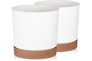 ‎TYMAR Tymar Blumentopf mit Untersetzer, 2er-Pack, dekorativer Pflanzentopf aus Kunststoff, Moderne, Runde Form, für Innenräume (ø 30 cm, (2pack) KOR Weiß)
