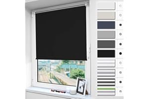 Magiea Verdunklungsrollo ohne & mit Bohren Klemmfix, Schwarz 90x120cm (BxH), Verdunkelungsrollo Klemmrollo Thermorollo, Fensterrollo innen Sonnenschutz und Sichtschutz, Rollos für Fenster & Tür