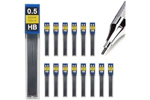 QOMJUFA Mines de 0,5 mm, 15 boîtes de 180 crayons de 0,5 mm, mines incassables à pression, écriture lisse et claire